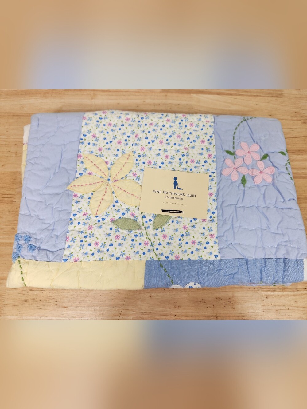 Pottery Barn Kids Vine Patchwork Crib/ Toddler Quilt 50x36 NOS Floral *Flaw*